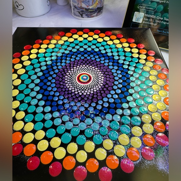 Find the peace in the design mandala canvas rainbow design - Picture 11 of 15